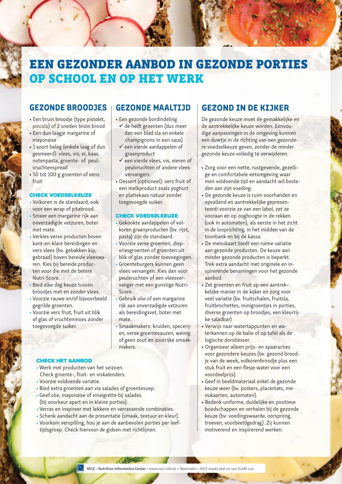 TOOL - Een gezonder aanbod in gezonde porties op school en op het werk