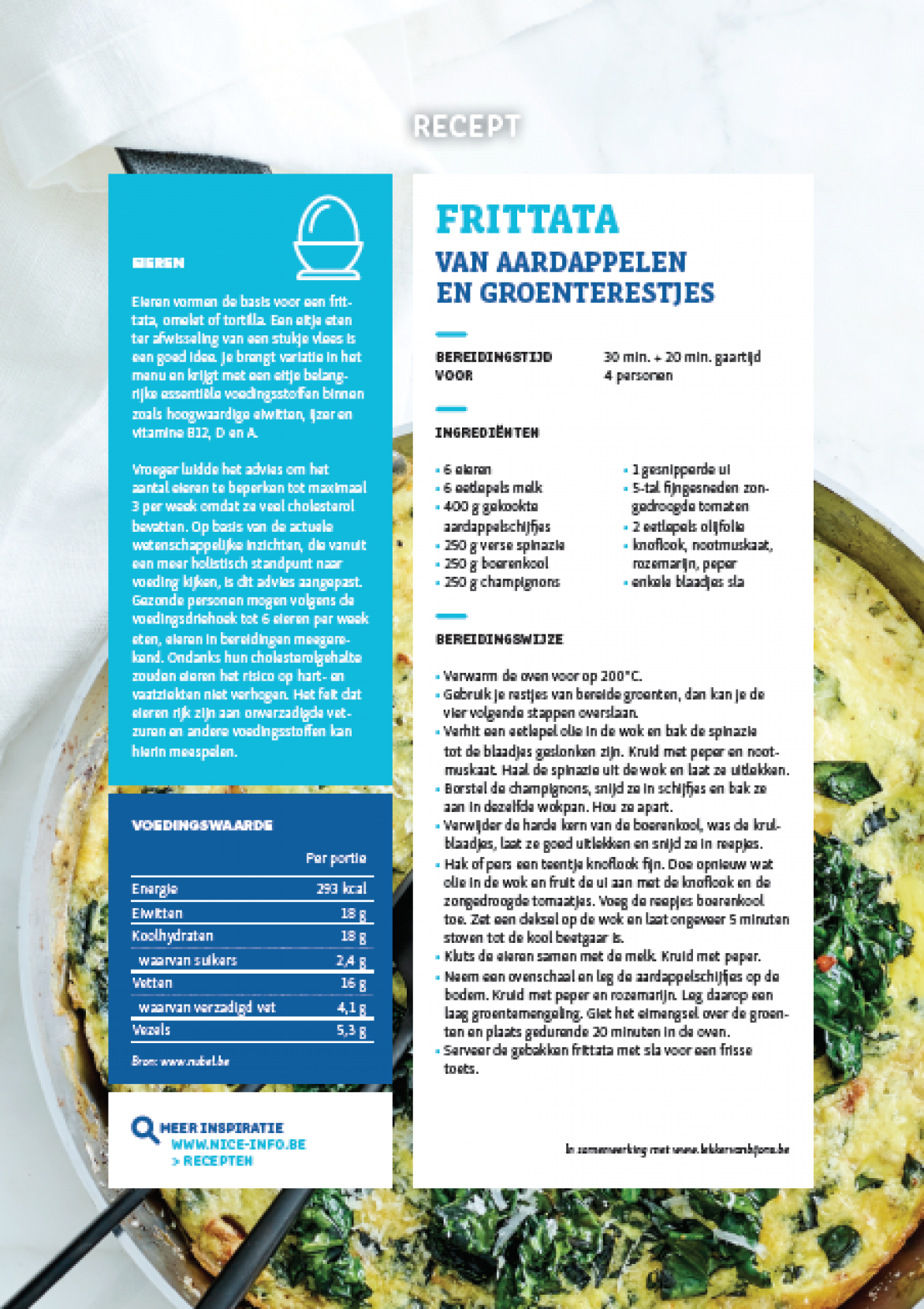 RECETPFICHE - Frittata van aardappelen en groenterestjes