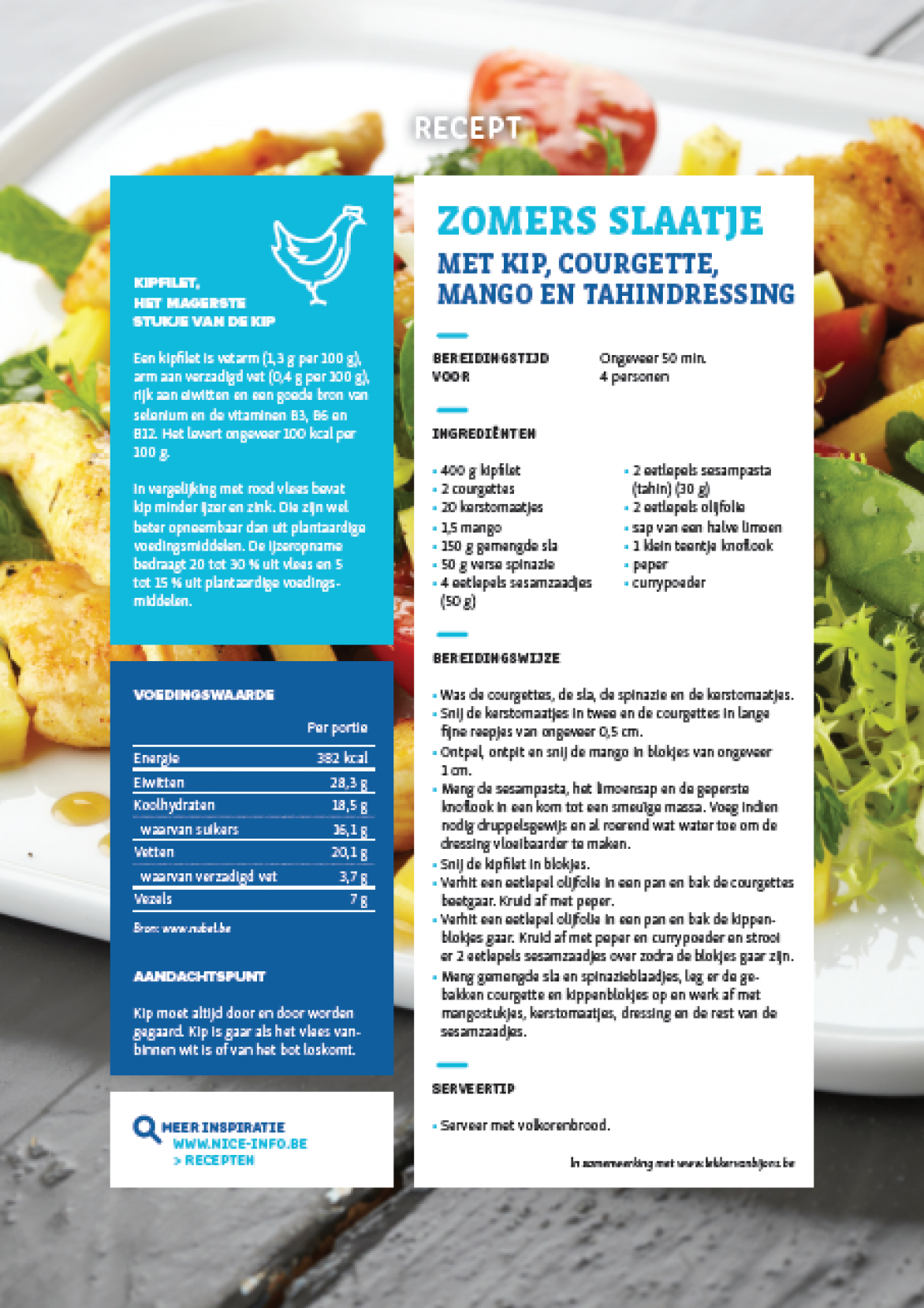 RECEPTFICHE - Zomers slaatje kip