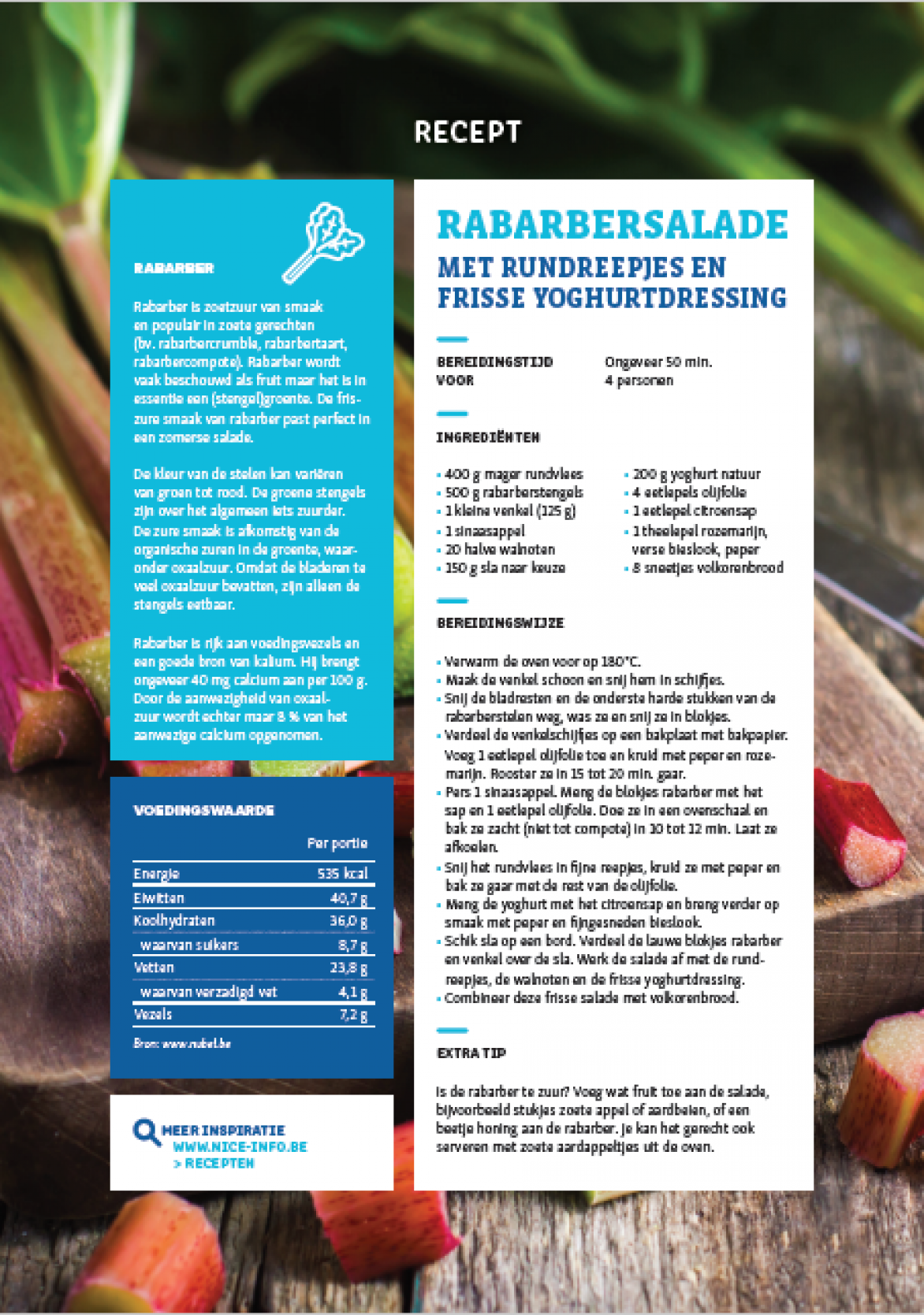 RECEPTFICHE - Rabarbersalade met rundreepjes