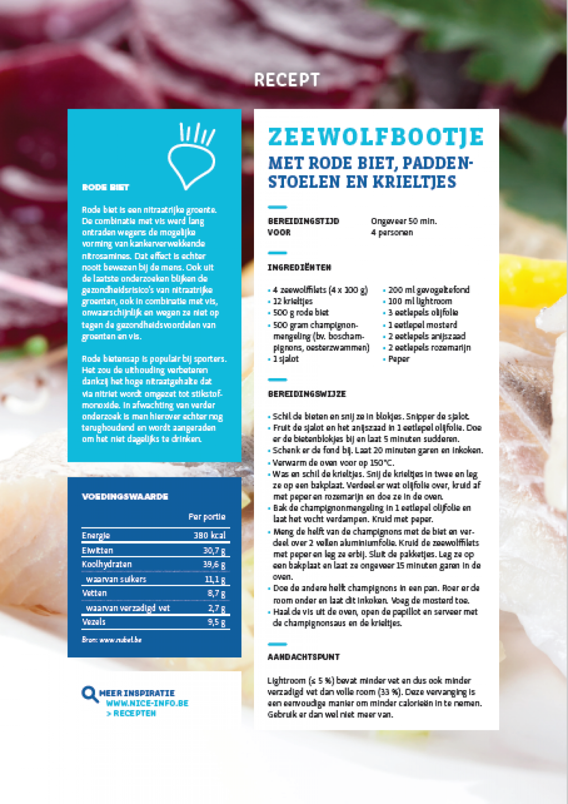 RECEPTFICHE - Zeewolfbootje met rode biet