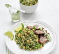 kalfslapje met couscous, brocolli en basilicum