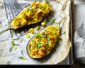 Gevulde aubergine met wortel pompoen peer