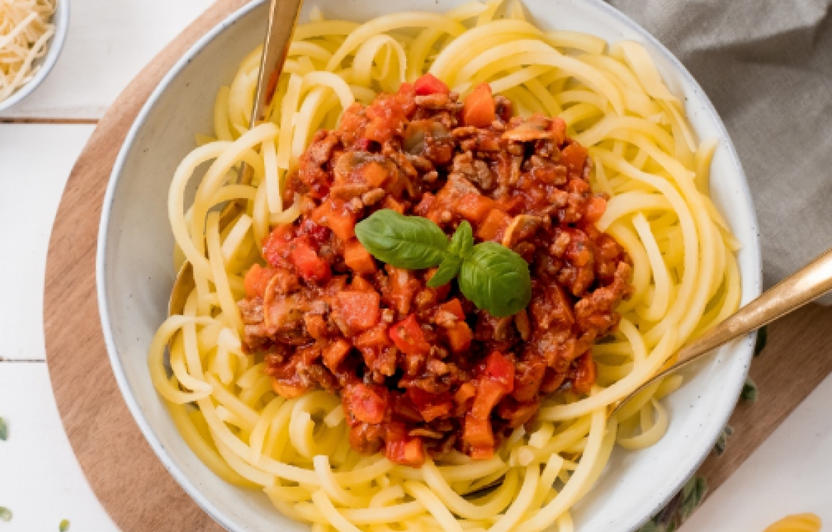 Patatti bolognese met gehakt en linzen