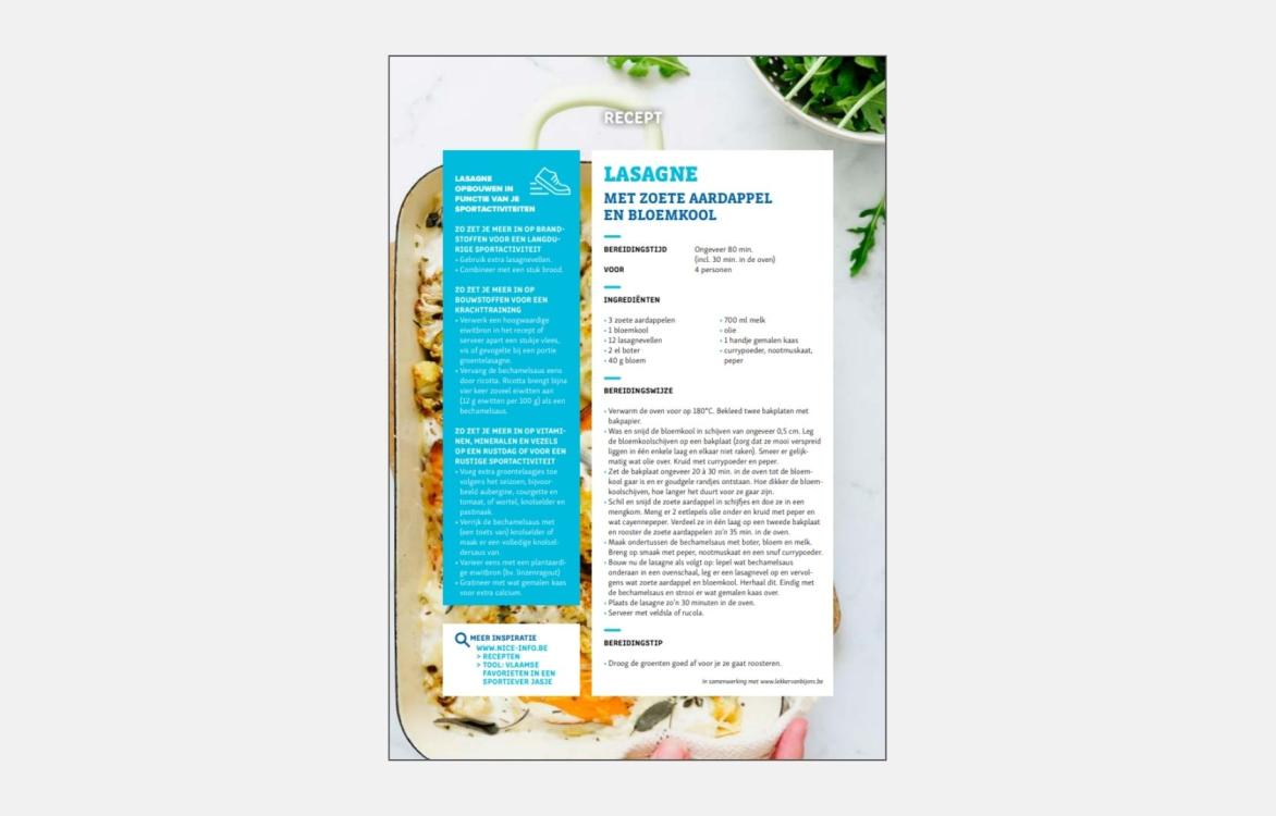 RECEPTFICHE – Lasagne met zoete aardappel en bloemkool