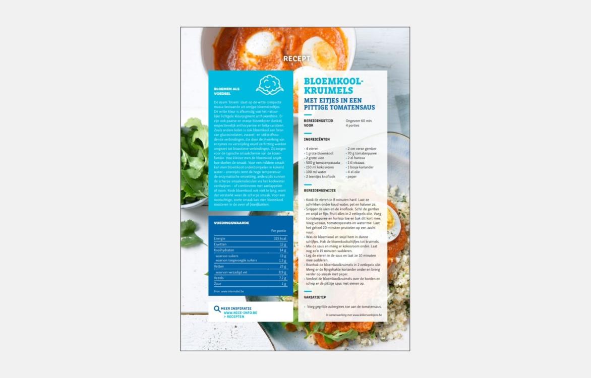 RECEPTFICHE - Bloemkoolkruimels met ei in een pittige saus