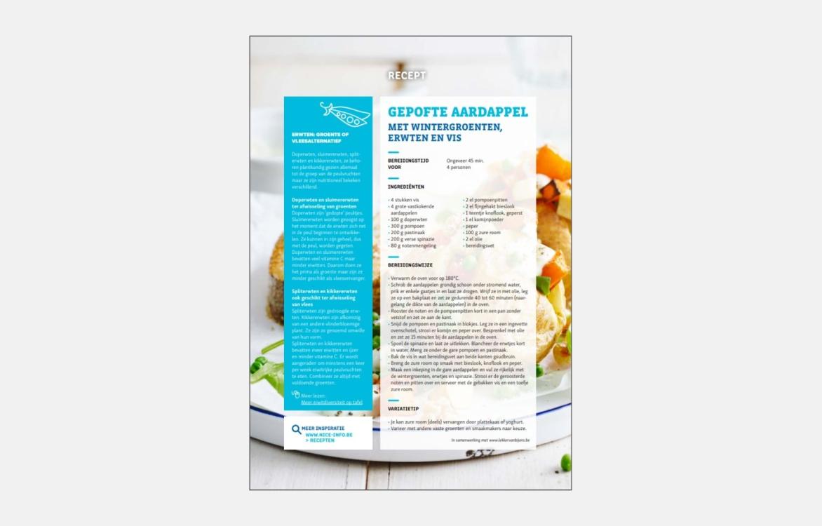 RECEPTFICHE - Gepofte aardappel met wintergroenten, erwten en vis