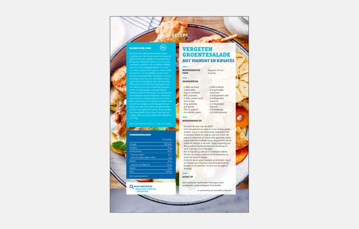 RECEPTFICHE - Vergeten groentesalade met yoghurt en kipsatés