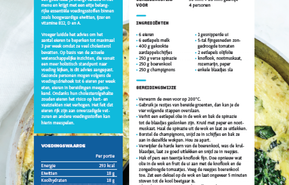 RECETPFICHE - Frittata van aardappelen en groenterestjes