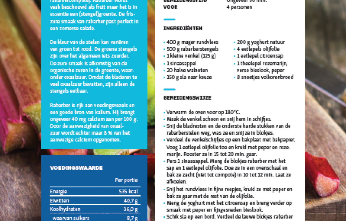 RECEPTFICHE - Rabarbersalade met rundreepjes
