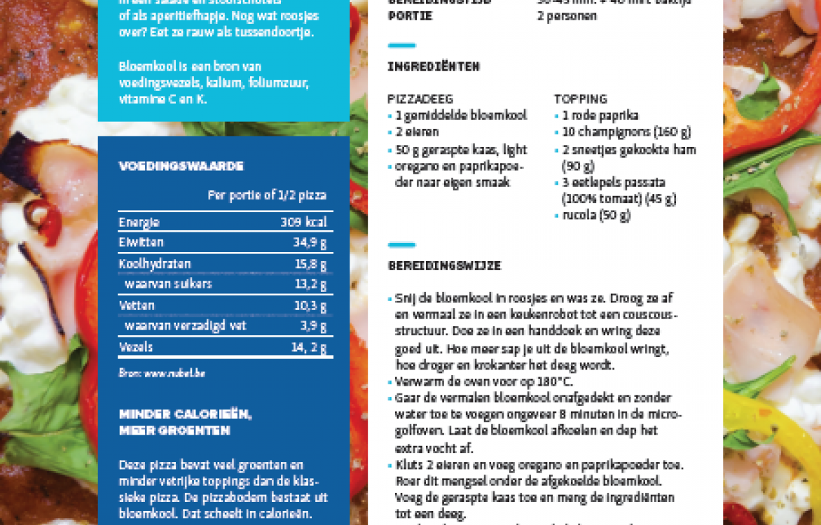 RECEPTFICHE - Bloemkoolpizza